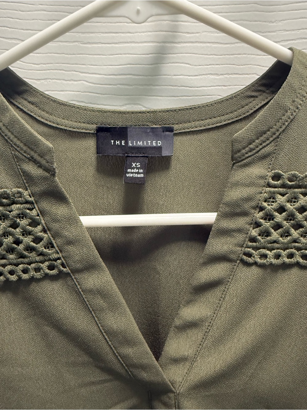 The Limited Olive Crochet Yoke V-Neck Blouse - Picture 2 of 3
